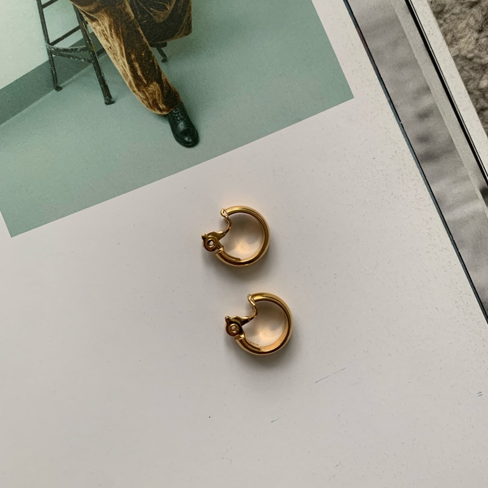 Vintage Clip-on Gold-plated Hoop Earrings
